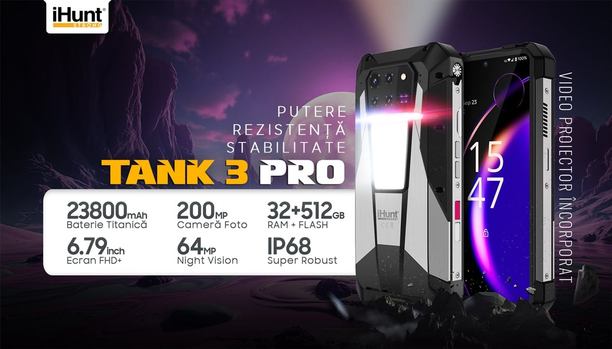 iHunt tank 3 pro, telefon cu proiector, vedere din fata